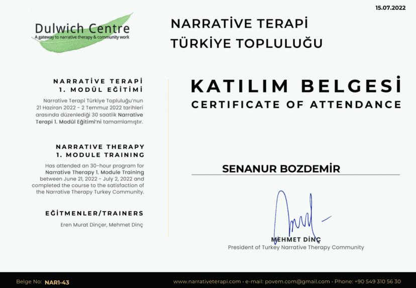 Yetişkinlerle Narrative Terapi