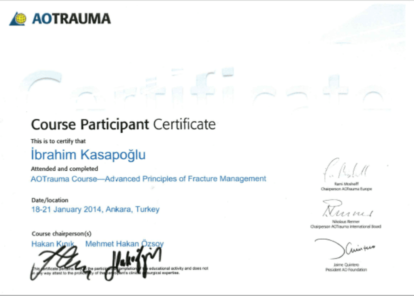 Ao Travma İleri Sertifikası