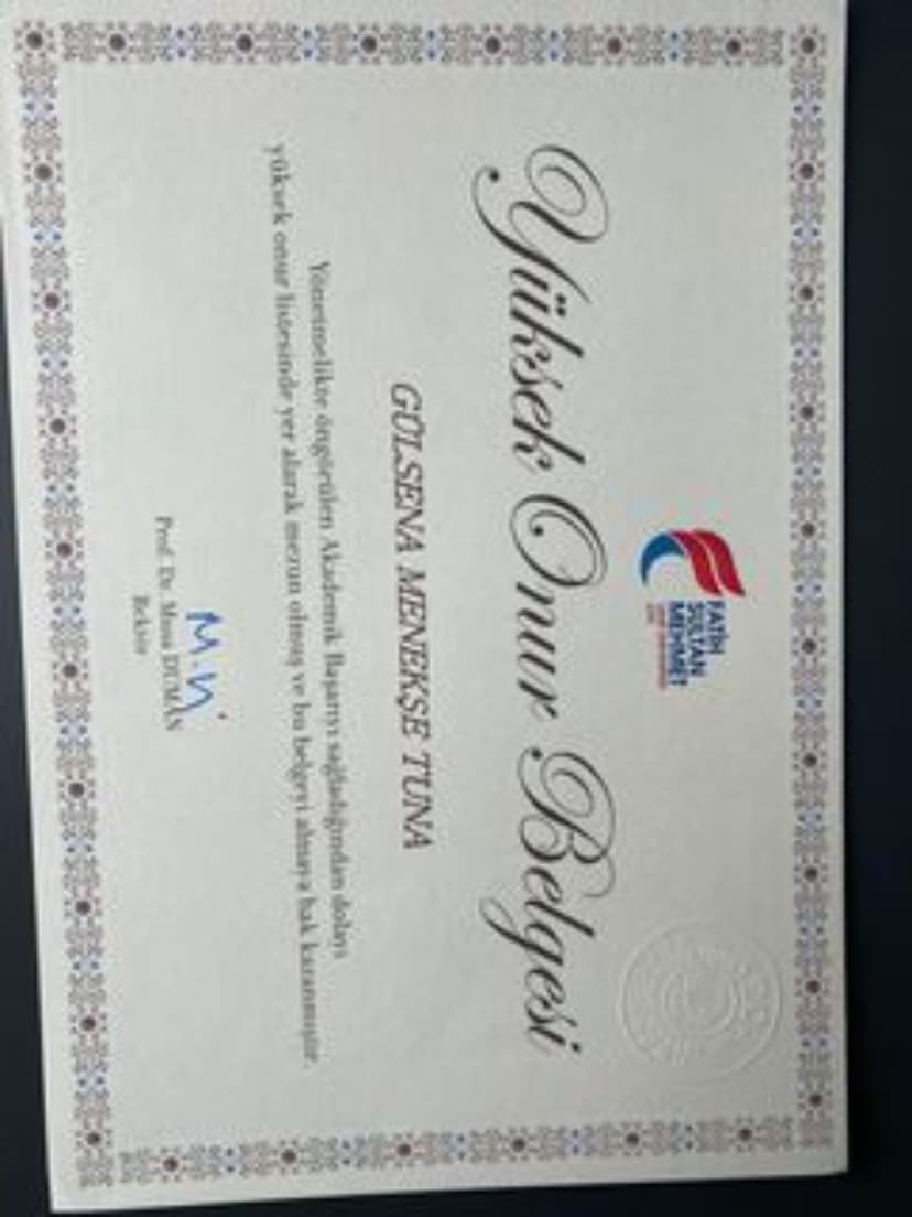 YÜKSEK ONUR BELGESİ