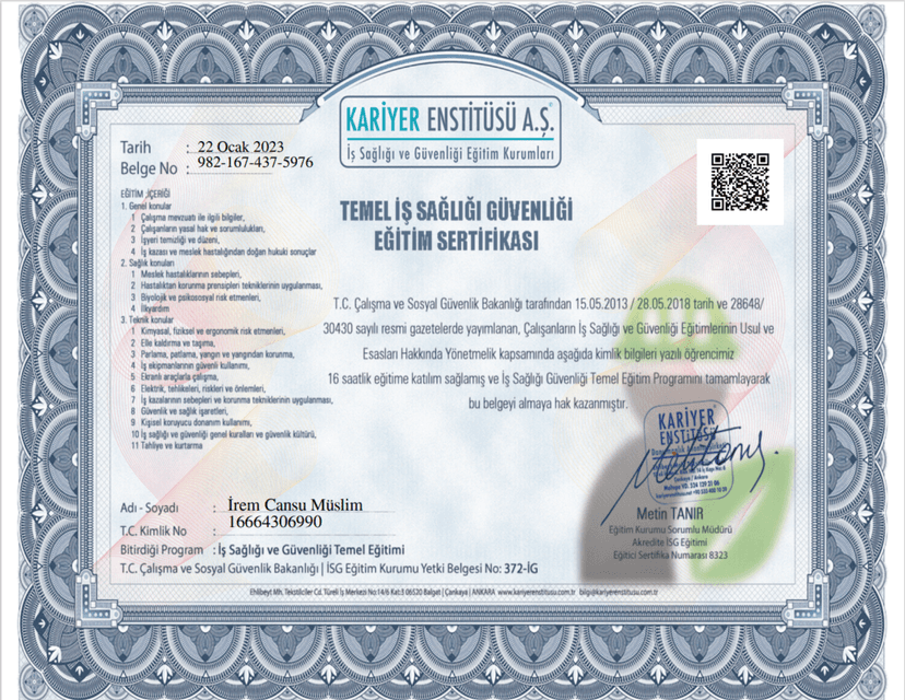 Temel İş Sağlığı ve Güvenliği