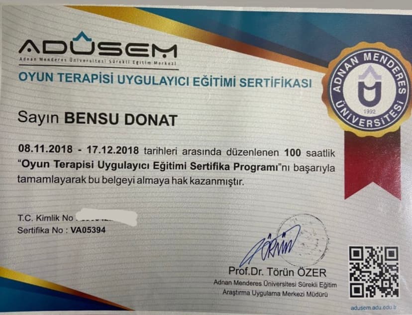 OYUN TERAPİSİ UYGULAYICI SERTİFİKASI