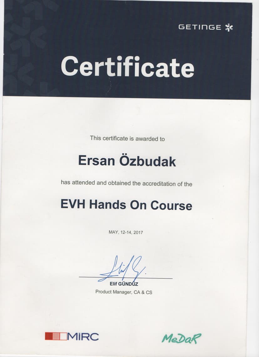 2017 EVH KURS SERTİFİKA