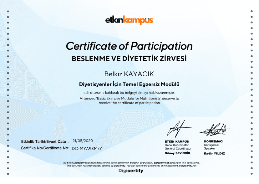 diyetisyenler için temel egzersiz modülü