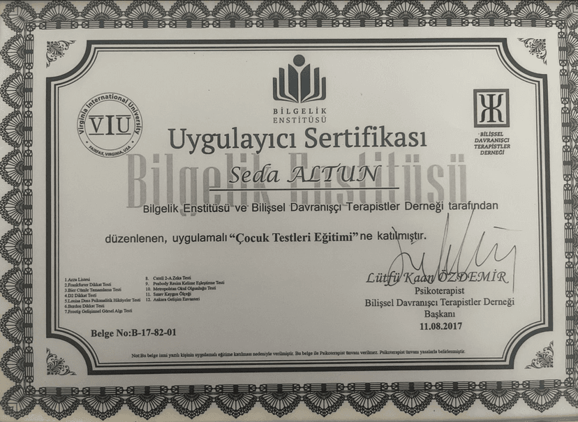 ÇOCUK TESTLERİ EĞİTİMİ