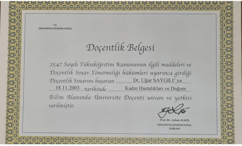 DOÇENTLİK BELGESİ