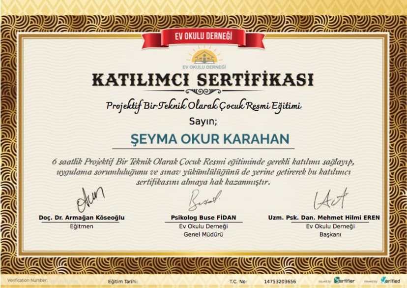 Çocuk Resimleri Analizi Sertifikası