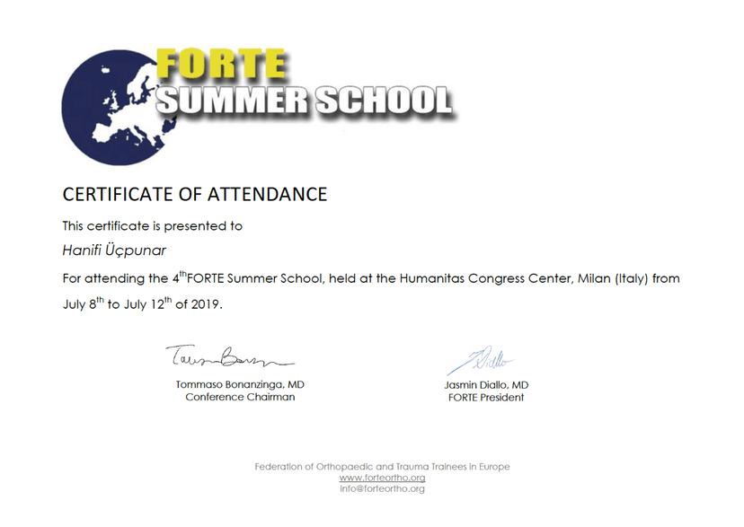 FORTE Summer School 2019, European Federation of National Associations of Orthopaedics and Traumatology (EFORT)