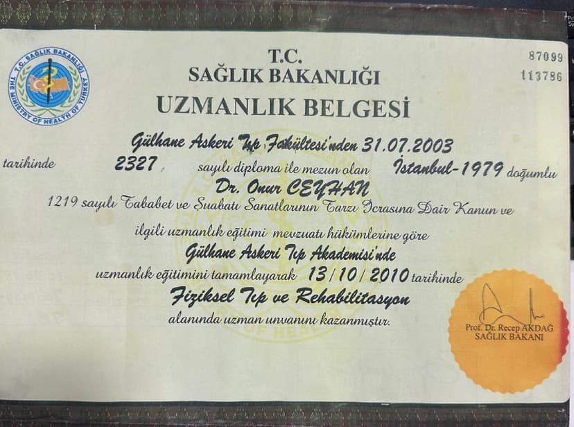 Fizik Tedavi ve Rehabilitasyon Uzmanlık Diploması