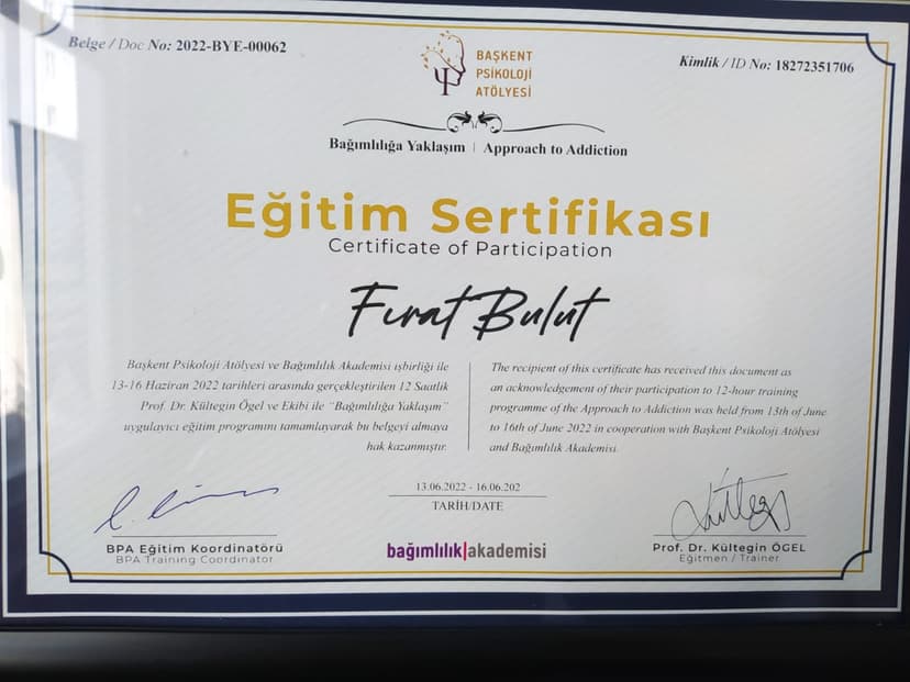 Bağımlılığa Yaklaşım Uygulayıcı Sertifikası