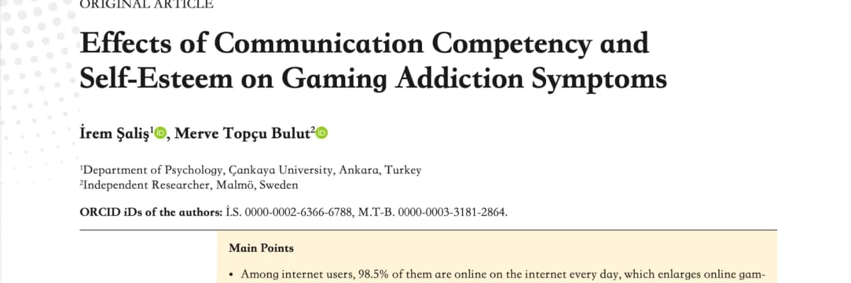 Effects of Communication Competency and Self-Esteem on Gaming Addiction Symptoms