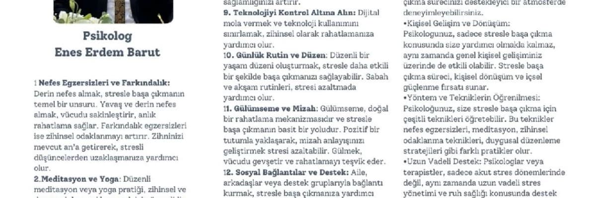 HAYATINIZDAN STRESİ ÇIKARTIN! PSİKOLOG ENES ERDEM BARUT'UN STRESLE BAŞA ÇIKMA REHBERİ