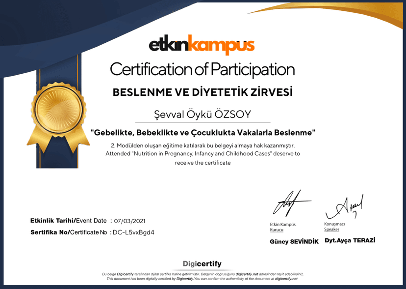 Gebelikte, Bebeklikte ve Çocuklukta Vakalarla Beslenme