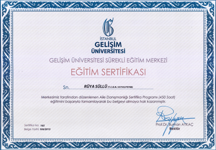 Aile Danışmanlığı Sertifikası