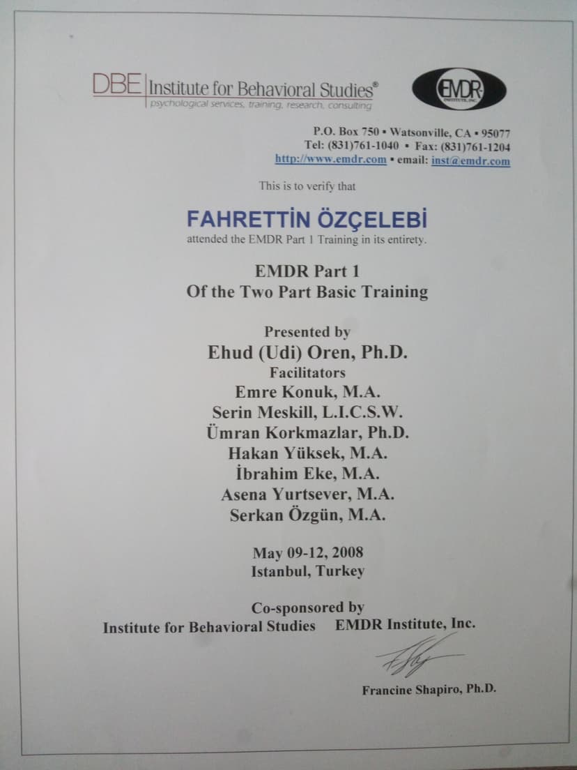 EMDR Terapi Sertifikası