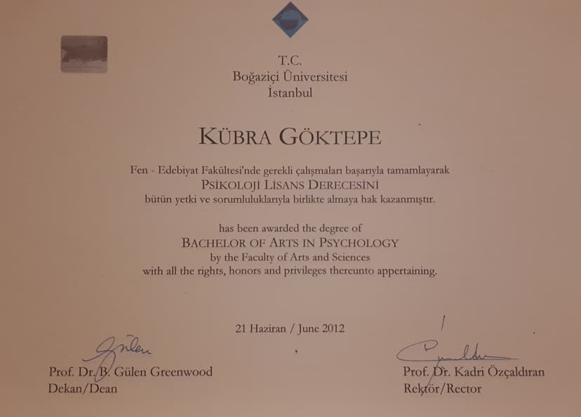 Boğaziçi Üniversitesi- Lisans Diploması