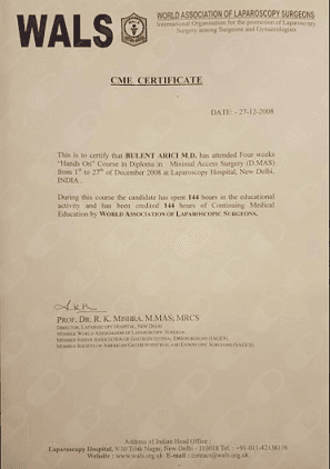 WALSH CME CERTIFICATE