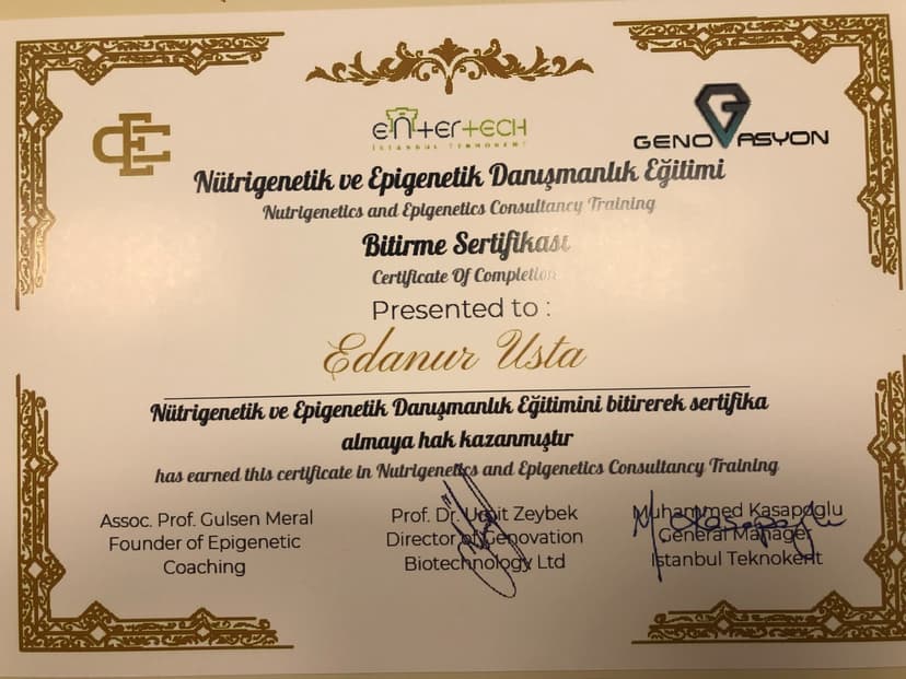 Nütrigenetik ve Epigenetik Danışmanlık Eğitimi